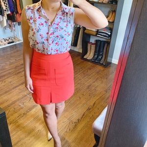 ELLE Floral Scallop Seam Chiffon Tank